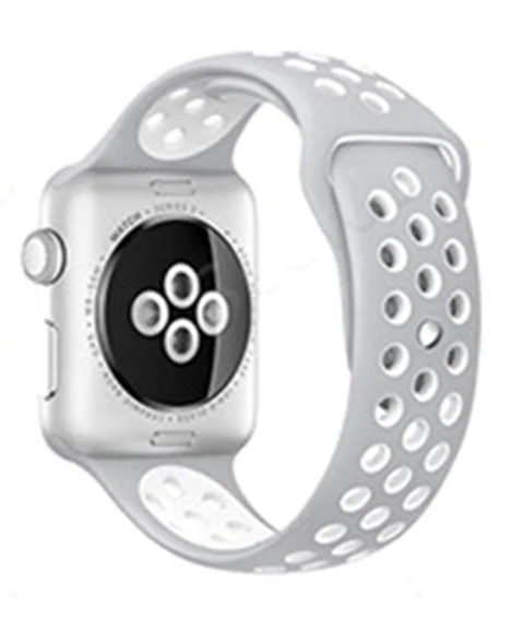 Silver White Для Apple Watch, версии 3, 2, 1 ремешок спортивный браслет силиконовый ремешок 42 мм, 38 мм, браслет из нержавеющей стали Смарт-часы напульсник Для мужчин Для женщин ремень резиновый наручных часов iWatch, ремешок - Цвет ремешка: Silver White