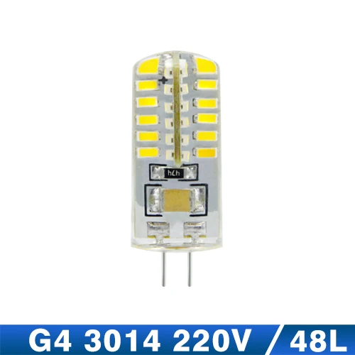 6 шт./лот, новинка, G4 светодиодный светильник, 3 Вт, высокая мощность, SMD2835 3014, DC 12 В, AC 220 В, белый/теплый белый светильник, угол луча 360 градусов - Испускаемый цвет: AC 220V 48Leds