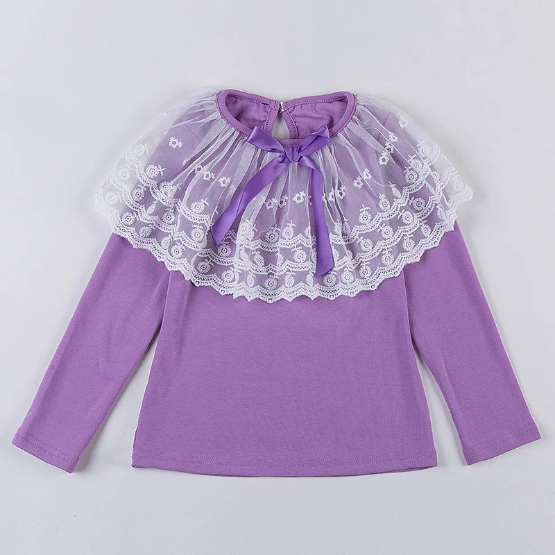purple JOYHOPY/Детские топы; модные стильные рубашки для маленьких девочек; Детские топы с длинными рукавами и круглым вырезом; сезон весна-осень - Цвет: purple