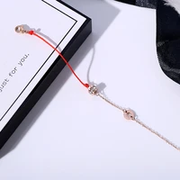 yun ruo 2018 new fashion crystal cz redline bracelet woman chain gift rose gold color fashion stainless steel jewelry not fade
