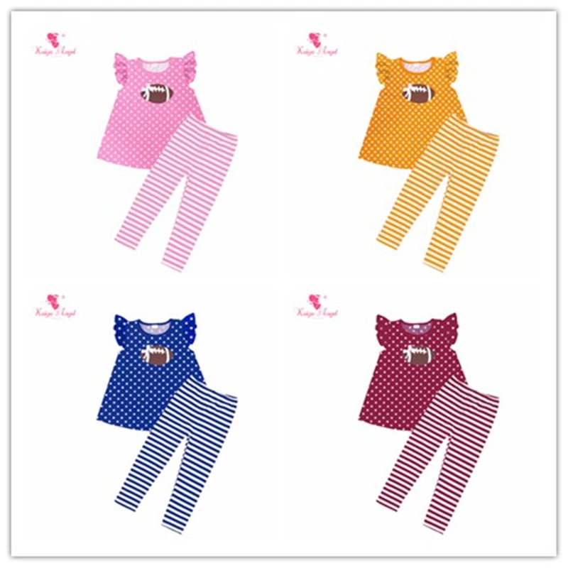 

Kaiya Angel 2018 Summer Style Girls Clothing Sets Raglan Sleeve Dot Tops And Striped Pants Boutique Kids Back To School Outfits