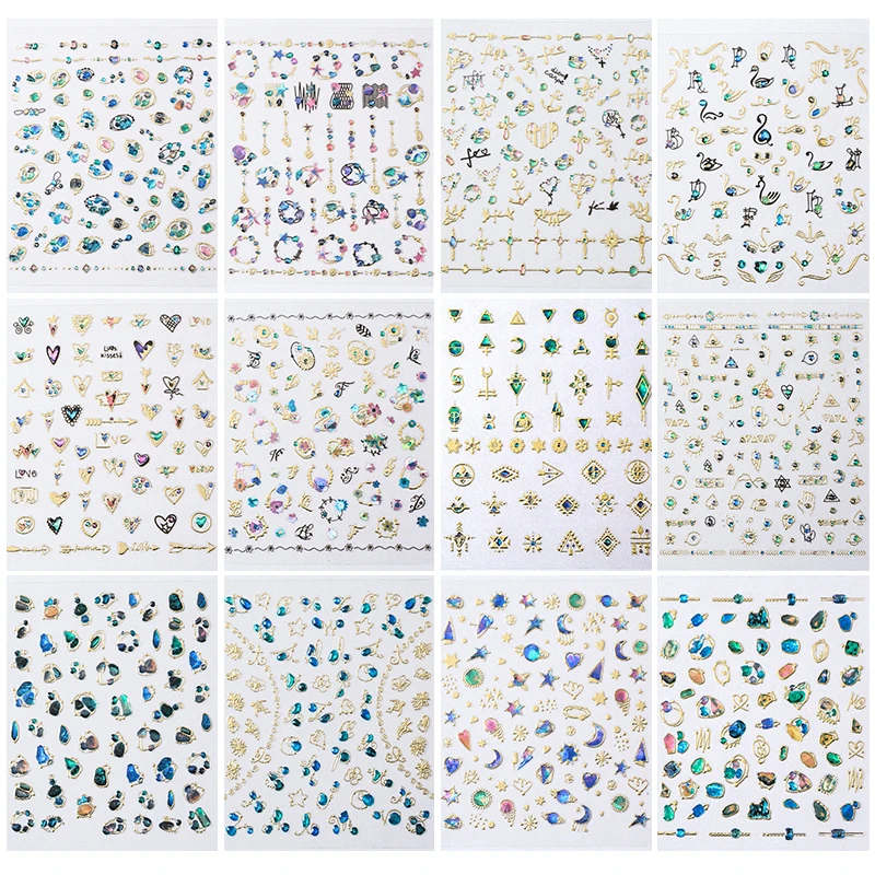 1 лист Шарм 3d наклейка с цветком для ногтей ювелирный дизайн слайдеры блестящая