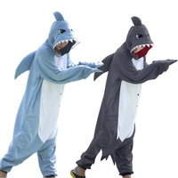 winter adults animal gray blue shark funny onesie pajamas for women men costume cosplay unisex halloween pajamas party