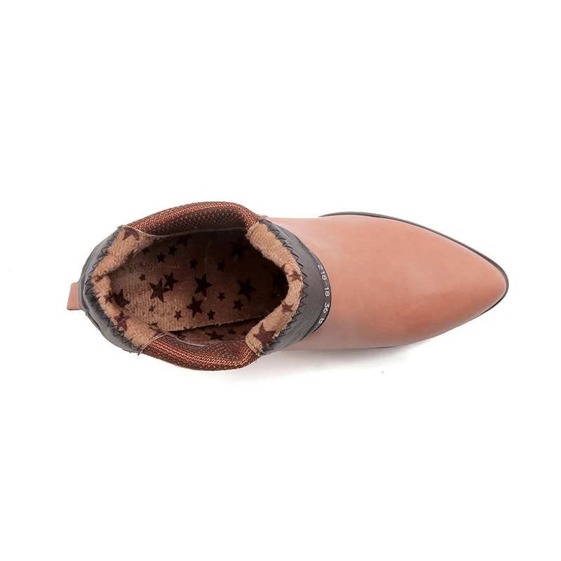 Женские ботильоны из ПУ кожи на высоком каблуке с острым носком | Обувь