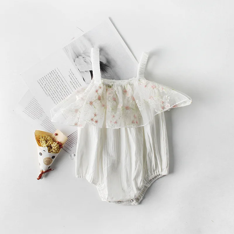 Everweekend сладкий для маленьких девочек Цветочный вышитый кружевной комбинезоны