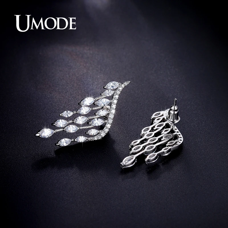 UMODE, новая мода, белое золото, цвет, Женские Ювелирные изделия, крылья ангела, подарочные серьги-гвоздики, серьги-гвоздики, вечерние ювелирные изделия, серьги Aros UE0213