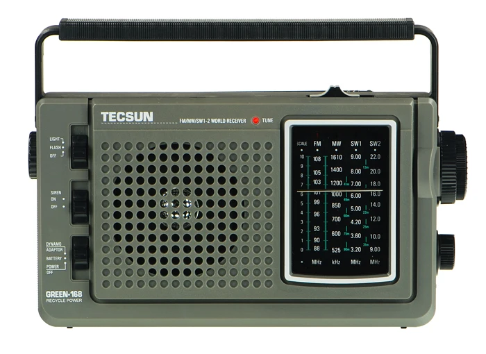 TECSUN зеленый 168 радио FM / MW SW Ручной Динамо аварийный многодиапазонный