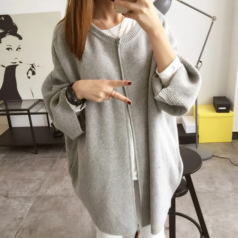 2016 Осень Новый Повседневная Твердые Плюс Размер Кардиганы Женщины Моды Летучая