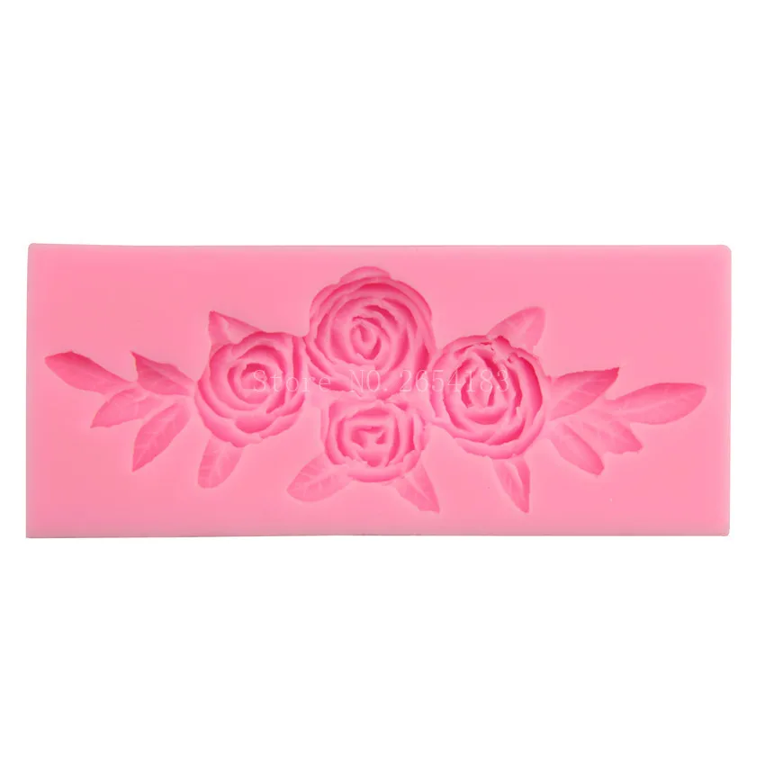 Силиконовое мыло для мастики с цветами розами и листьями 3D форма торта капкейков