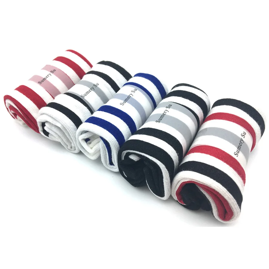 5 пар/лот женские Короткие хлопковые носки в полоску японском стиле | Женская