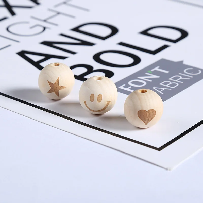 20 шт мм лазерная гравировка сердце/звезда/смайлик круглое деревянное бисерное