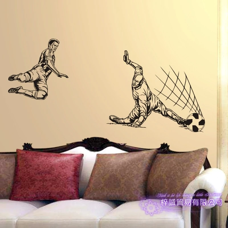 Наклейка на стену в виде футбольного игрока Спортивная наклейка украшение для