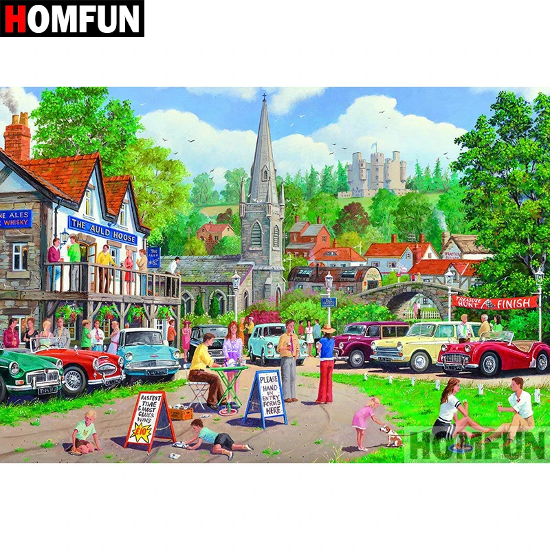 Алмазная 5D картина HOMFUN сделай сам полноразмерная/круглая вышивка городской