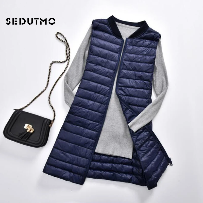 SEDUTMO, зимний, размера плюс, 3XL, женский пуховик, жилет, длинный, ультра, светильник, утиный пух, пальто, осень, пуховик, тонкий, парка, ED506