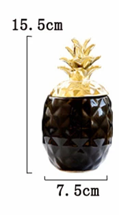 Black Golden Small Скандинавские золотые серебряные керамические украшения в виде ананаса банки бутылки украшения Ins мебель Украшение банка для хранения бак подарки - Цвет: Black Golden Small