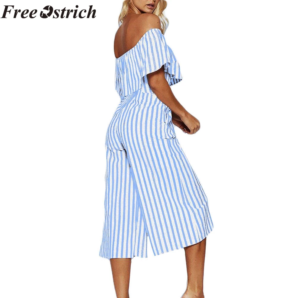 Бесплатная Страусиная Мода для женщин Полосатое слово воротник Талия свободное