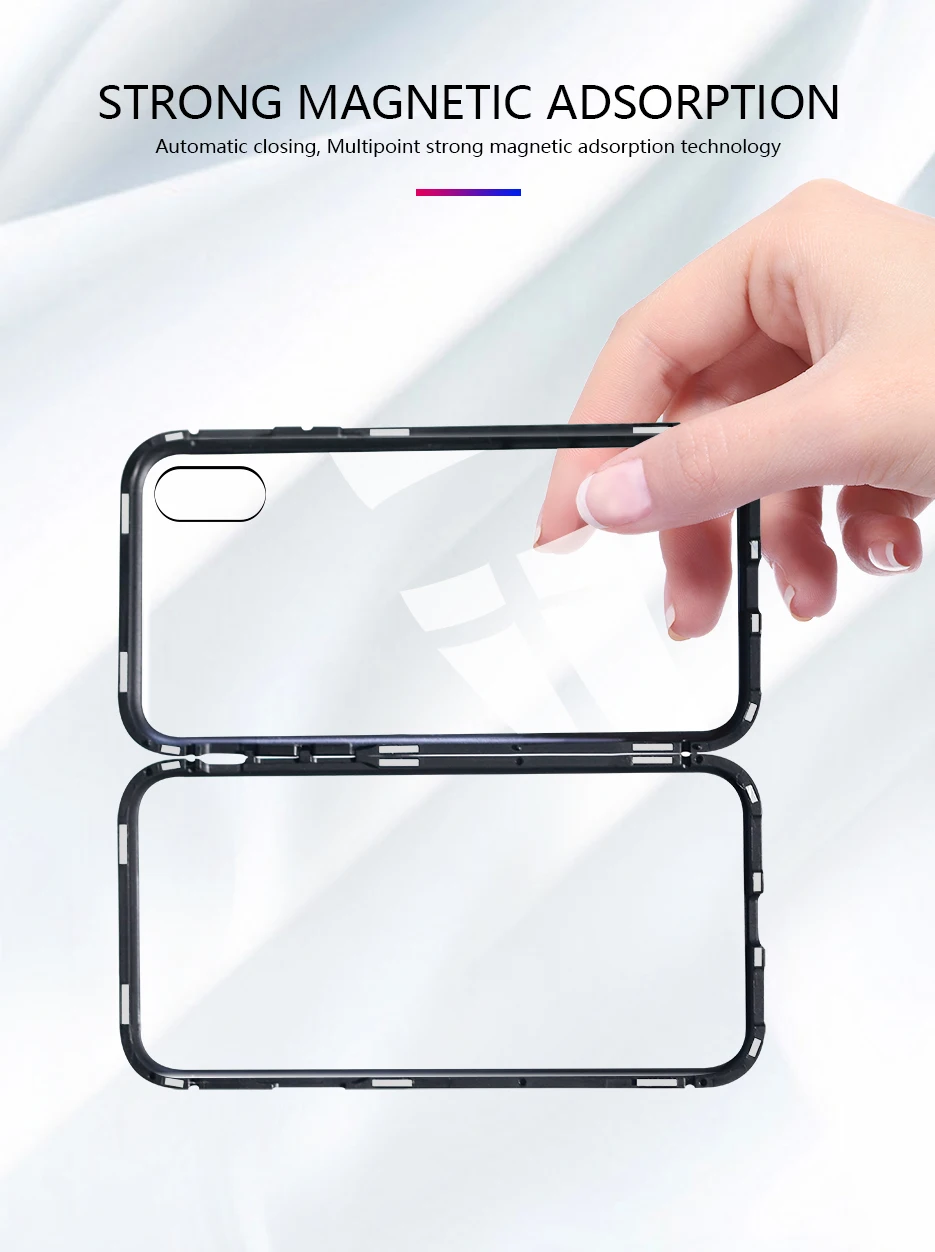 Встроенный Магнитный чехол для iPhone X XR XS Max металлический магнитный адсорбционный