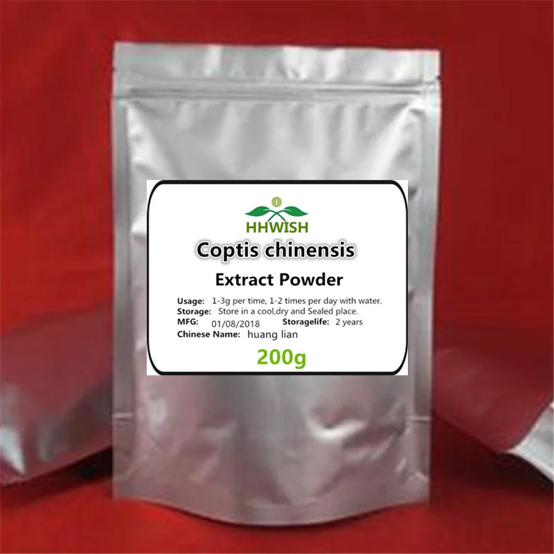 200g 50 г-1000 г чистый натуральный корень коптиса экстракт порошок/Coptis chinensis порошок, rhizoma coptidis, goldthread, huang lian - Цвет: 200g