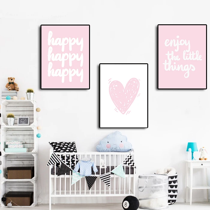 Little Baby Girl Pink Canvas Poster Life Quote Art Prints for Kids Children Nursery Wall Picture Bedroom Decor | Дом и сад
