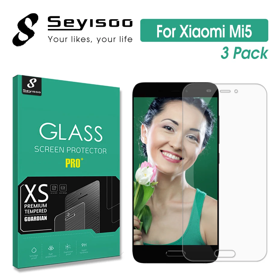 [3 шт. в упаковке] Оригинальная защитная пленка Seyisoo 2.5D из закаленного стекла для Xiao mi 5 Xio mi 5 Pro