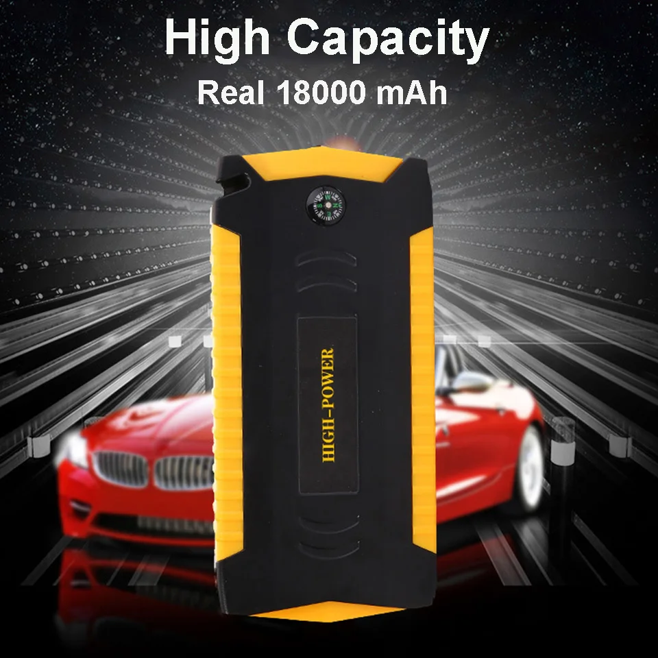 Универсальный автомобильный Jump Starter реальные 18000 мАч аварийного Мощность банк 12V 4USB 600A автомобиля Батарея стартер скачка бустер автомобиля пусковое устройство