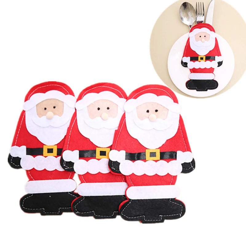 Новогодние сумки для столовой посуды украшение обеденного стола ножа вилки