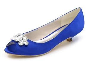 Royal blue Creativesugar элегантный Атласное Вечернее платье обувь с украшением в виде кристаллов с крупными камнями, с открытым носком, на каблуке «рюмочка»; Свадебная вечеринка из ворсового материала, туфли без шнуровки - Цвет: Royal blue