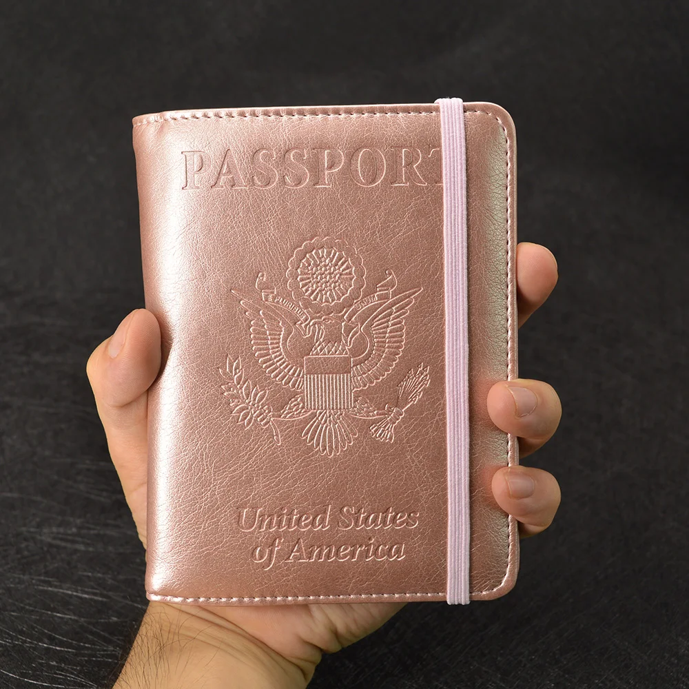 Золотой Rfid Блокировка США Обложка для паспорта для женщин США Обложка для паспорта Американский чехол для паспорта для девочек чехол для паспорта кошелек - Цвет: Золотой
