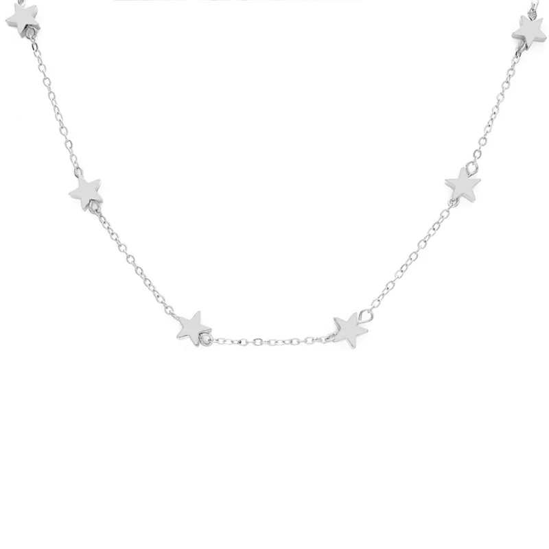 IPARAM, новинка, изысканная пятиугольная звезда, цепочка на ключицу, ожерелье, массивное ожерелье и кулоны, чокер, женский подарок - Окраска металла: Посеребренный