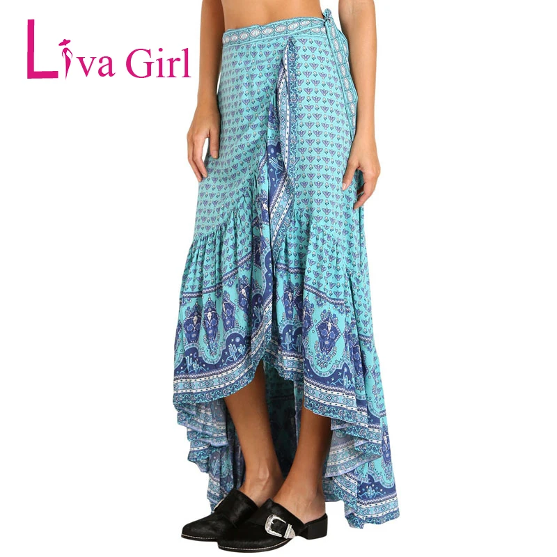 Liva Girl плюс Размеры Цветочные Макси юбка с принтом Для женщин Gypsy Стиль