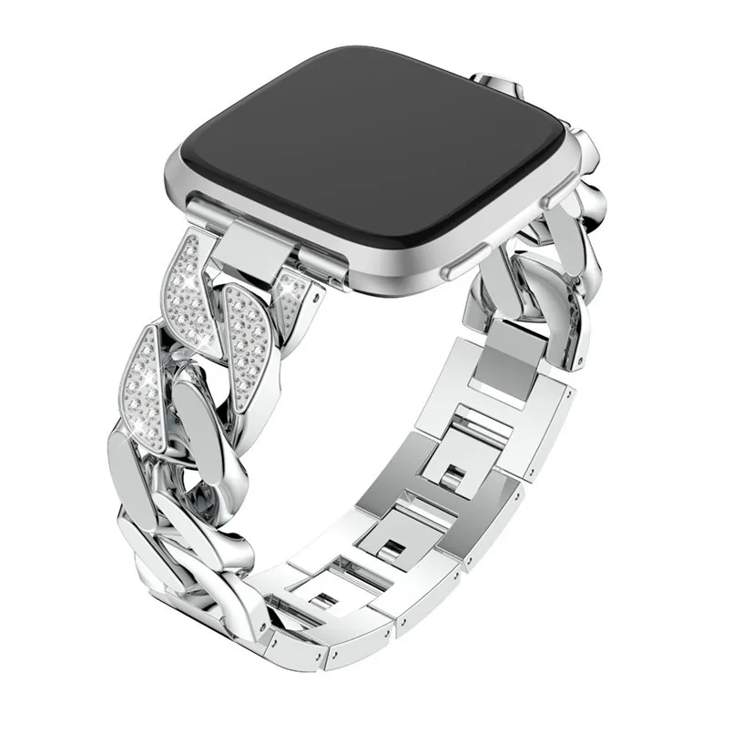 Ремешок из сплава для Fitbit Versa Однорядная ковбойская цепочка с металлическими