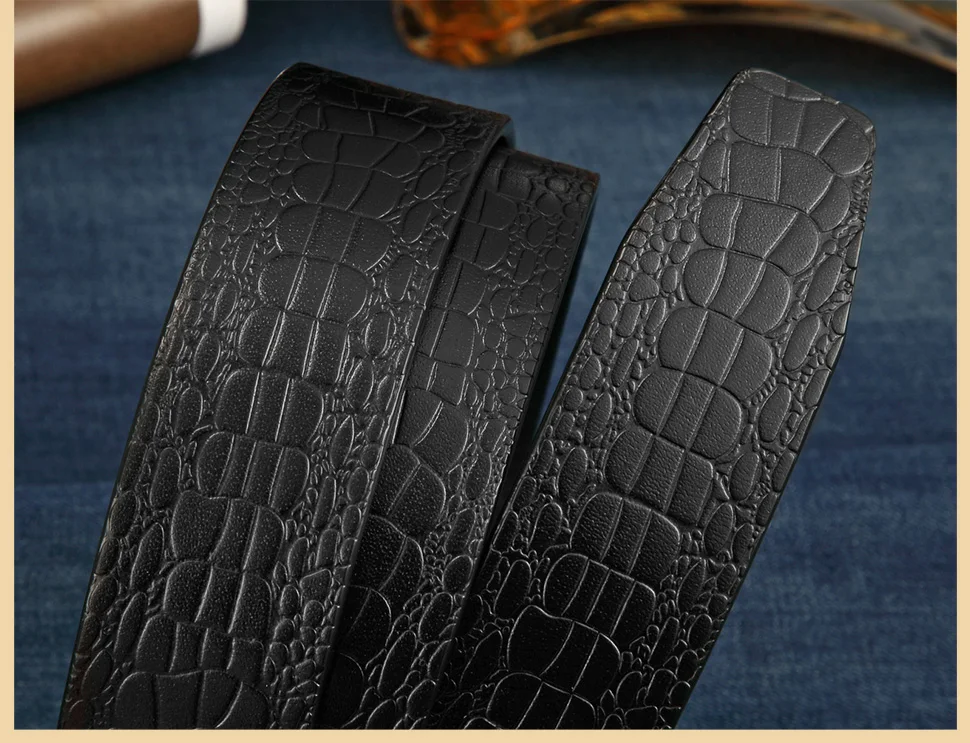 BIGDEAL Brand No Buckle 3.5cm Wide Genuine Leather Automatic Belt Body Strap Without Buckle Belts Men Good Quality Male Belts