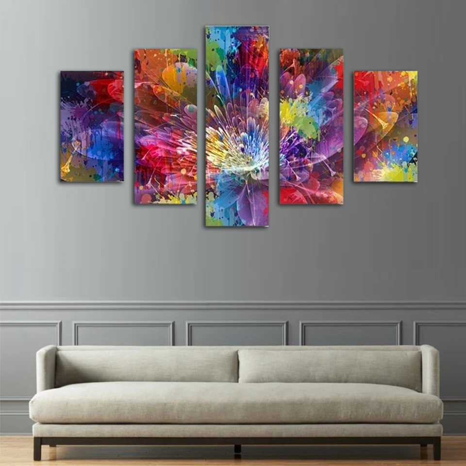 5 шт. абстрактные картины на холсте с изображением цветов | Дом и сад