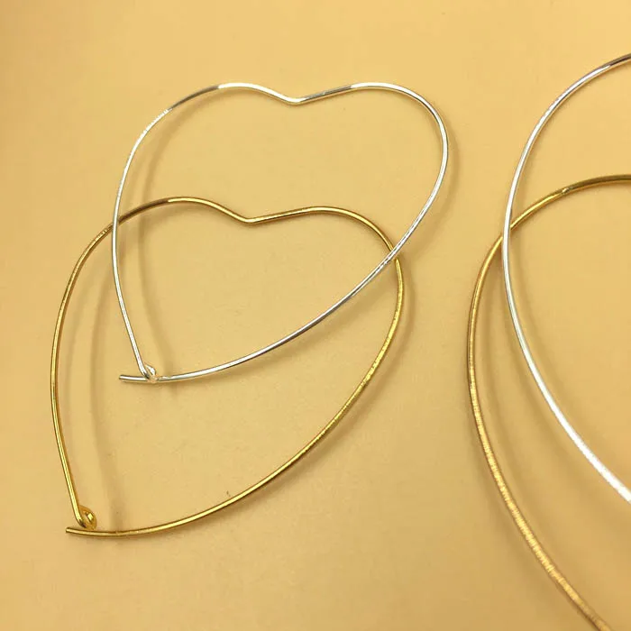 Серьги клипсы в форме сердца с петлей 40 х42 мм|ear wires|earring findingswire wire |