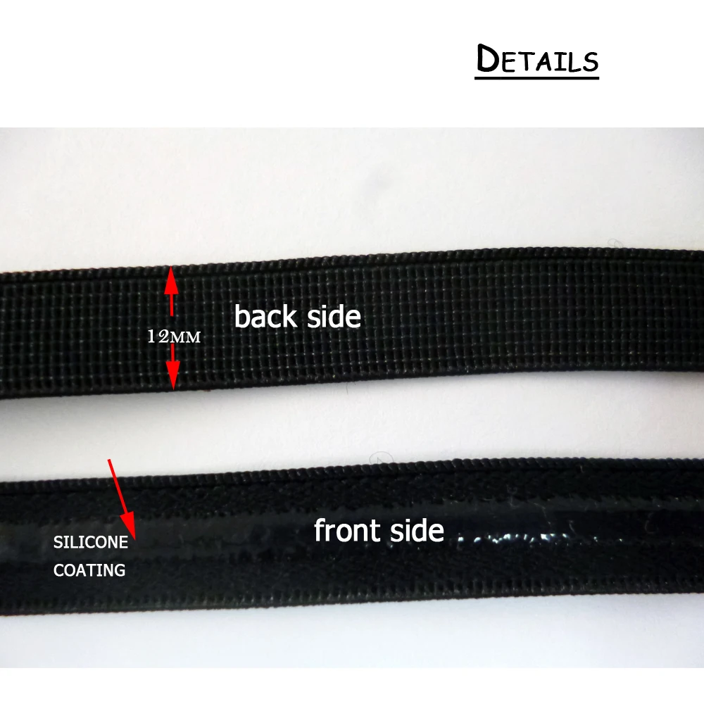 Черно белая силиконовая эластичная тесьма для поделок и шитья 12 мм|gripper elastic|sewing