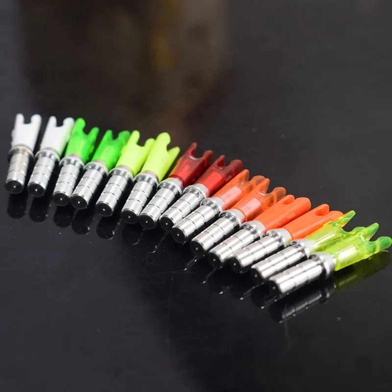 10 шт. ID6.2mm внутренние штырьковые стрелы nocks соединение лук охота и стрельба Alu булавки+ пластиковые ноки алюминиевая углеродная стрела