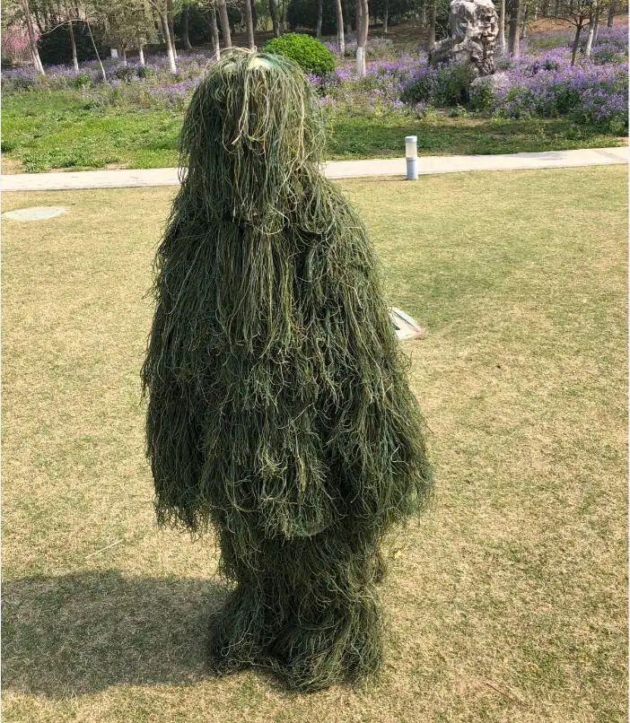 green camouflag suit Охотничья одежда 3D Кленовый лист бионические маскировочные костюмы Yowie Снайпер камуфляж костюм birdwatch страйкбол камуфляж набор - Цвет: green camouflag suit