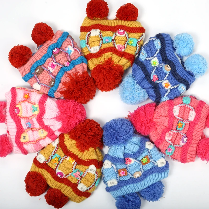 Зимние шапки для девочек Пом Hat Дети Теплую шапку детские Теплый Дизайн Мягкая