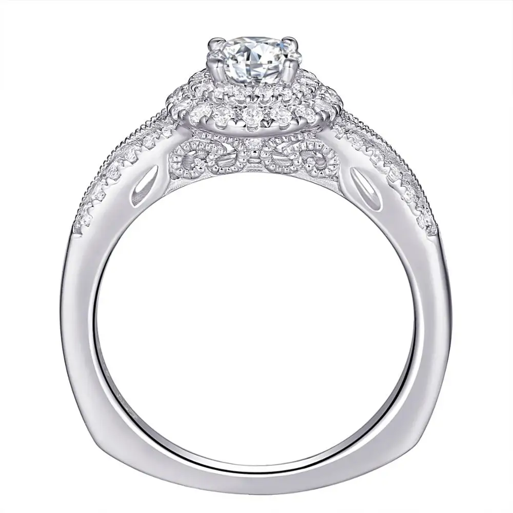 Newshe Solid 925 серебро Halo обручальное кольцо набор обручальные кольца классические ювелирные изделия для женщин 1Ct Круглой Огранки AAA CZ 1R0026