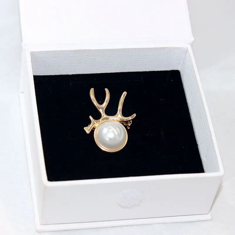 Простые броши для мужчин и женщин в виде рогов модные с искусственным жемчугом