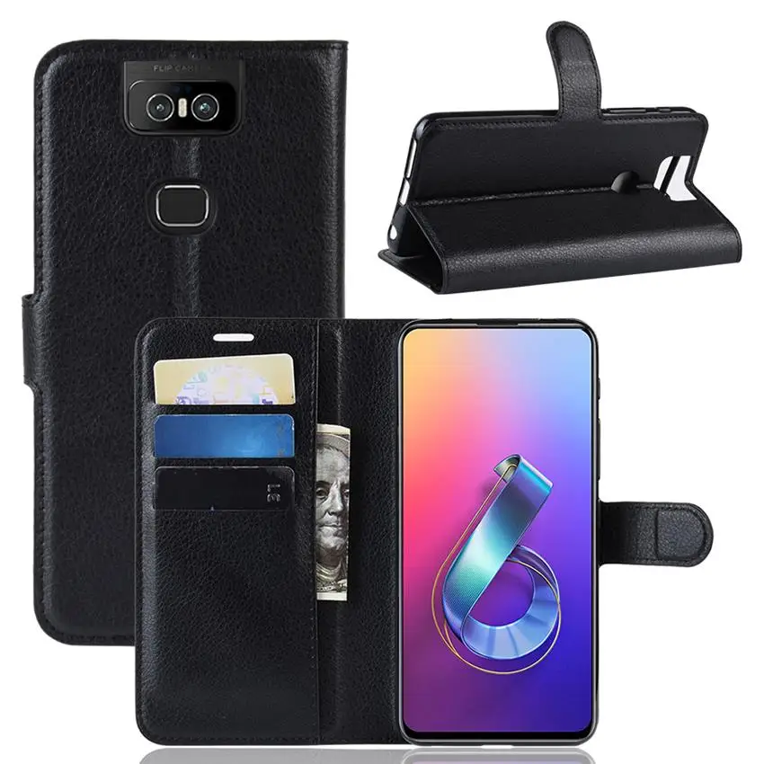 Asus Zenfone 6 ZS630KL Чехол Флип 4 Роскошный чехол из искусственной кожи для телефона ASUS ZS