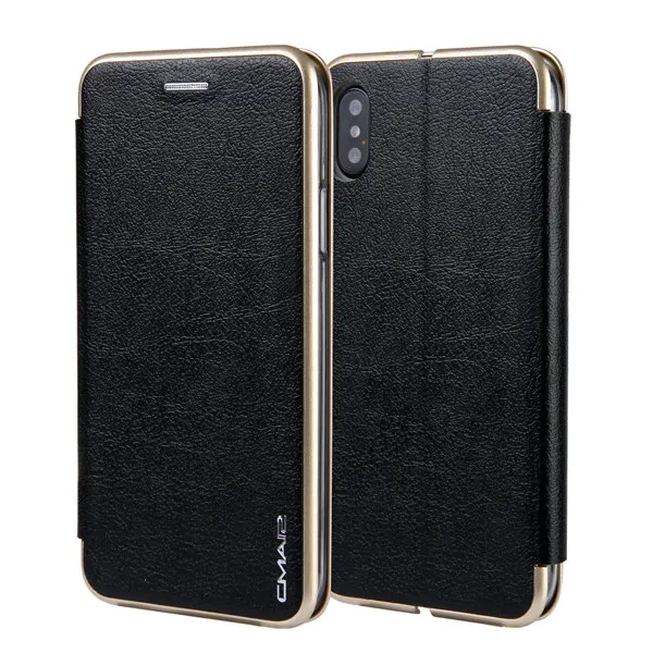 black Кожаный чехол для iphone X, Магнитный флип-чехол-кошелек, сумка для iphone X, чехол из искусственной кожи, Винтажный Полный Чехол для Apple X, подставка-держатель - Цвет: black
