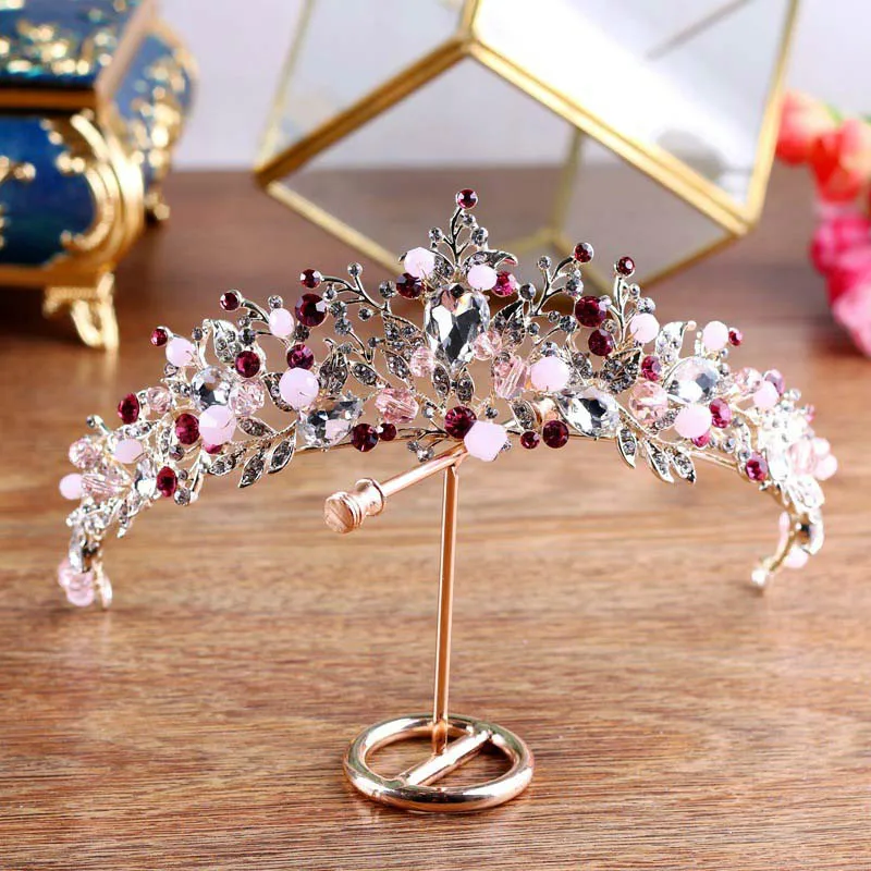 

Crystal Rhinestone Beads Handmade Bridal Tiara and Crowns Bride Noiva Diadem Headpiece Head Jewelry Wedding Hair Accessories SL