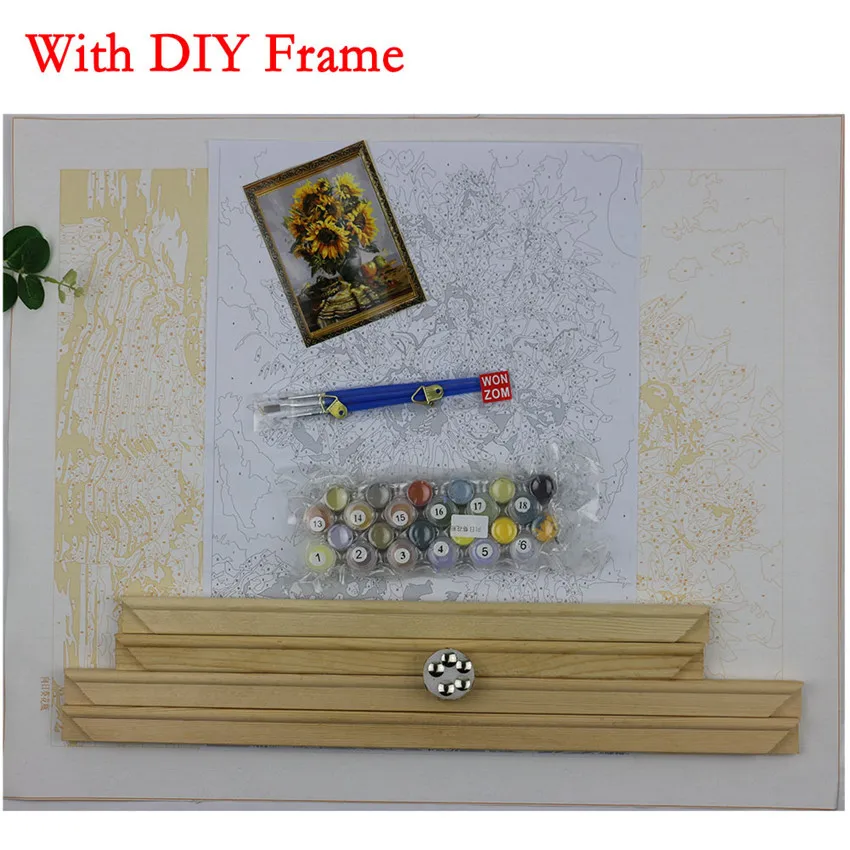 Подсолнечника Оли Живопись Раскраски по Номерам На Холсте DIY Ручная Роспись Cuadros Decoracion Дешевые Картина Маслом