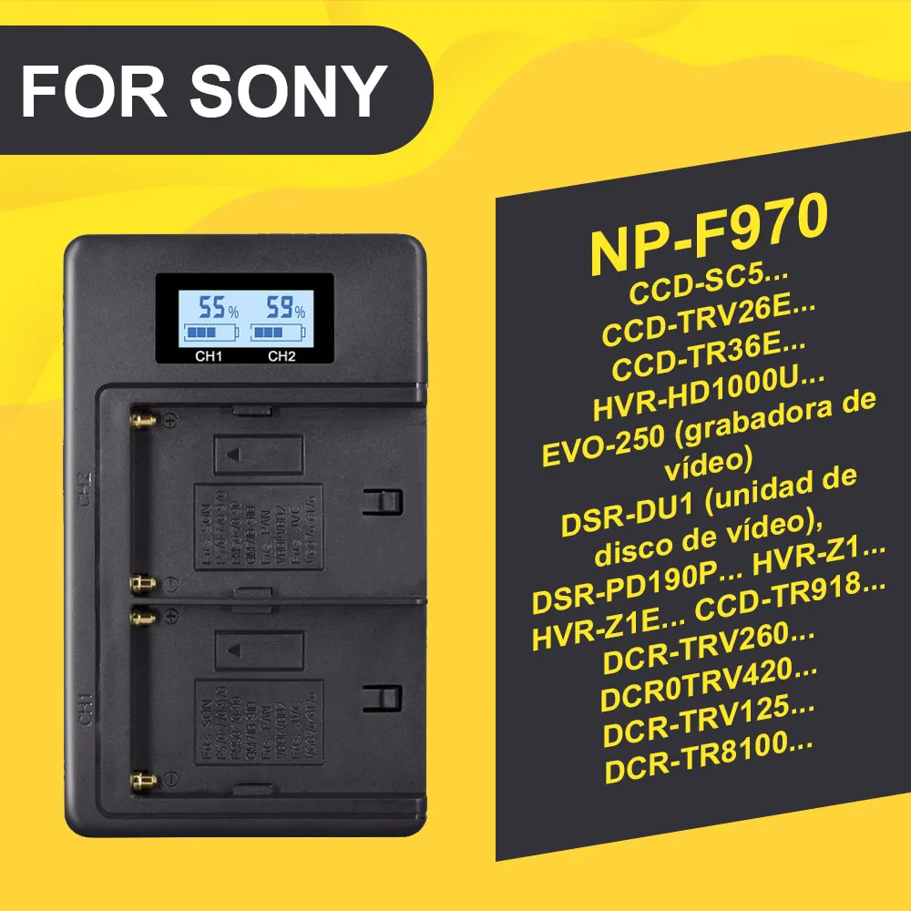 NP-FW50 NP-FZ100 NP-F960 970 NP-FV100 lcd USB двойное зарядное устройство для sony - Цвет: F960