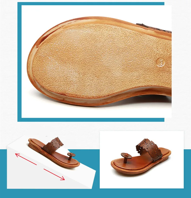 AIYUQI Для женщин сандалии, шлепанцы новые летние Пляжные тапочки Для женщин натуральная кожа женская обувь босоножки на плоской подошве; повседневные туфли