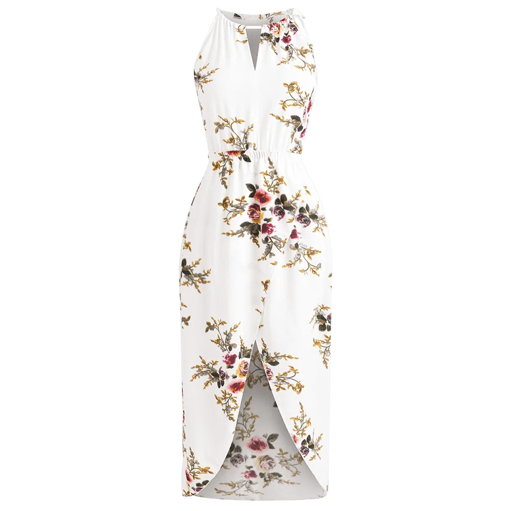 Женское платье с вырезом ZAFUL повседневное пляжное до щиколотки без рукавов