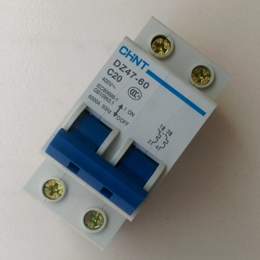 CHINT DZ47 60 C20 AC230/400V 2 P 20A Номинальный ток полюсный миниатюрный автоматический