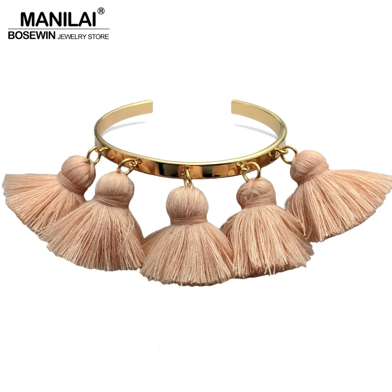 MANILAI, 4 цвета, богемные браслеты с кисточками для женщин, модные золотые браслеты-манжеты и браслеты, ювелирные изделия