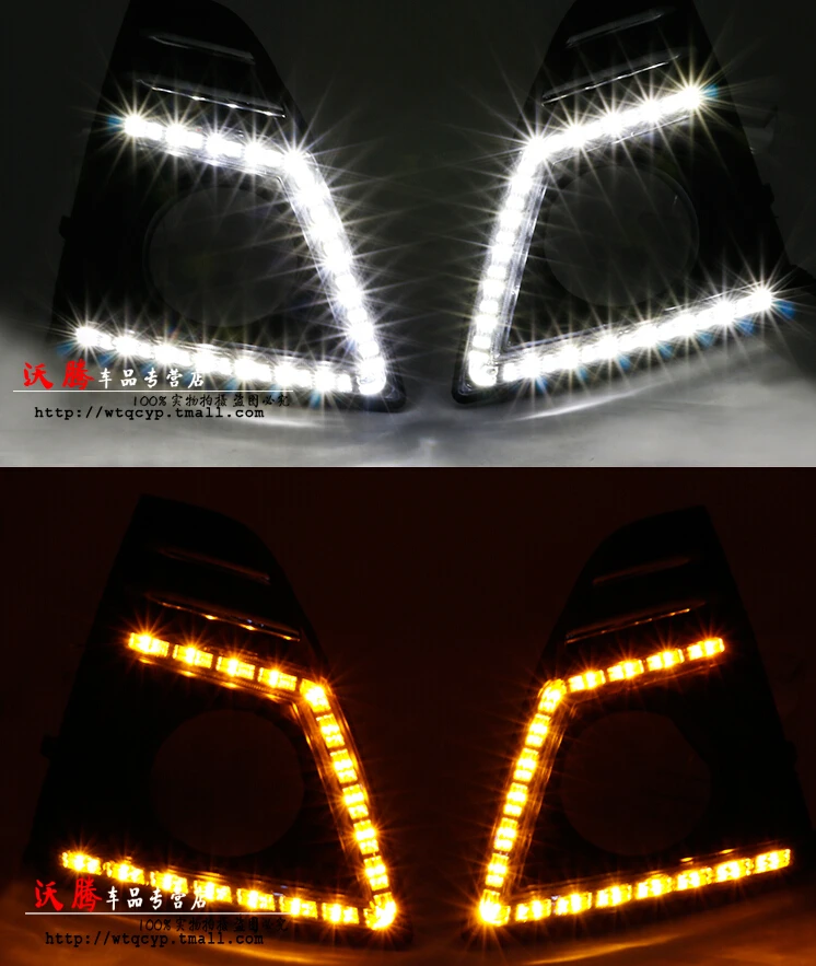 Светодиодные дневные ходосветильник drl с желтыми указателями поворота для toyota